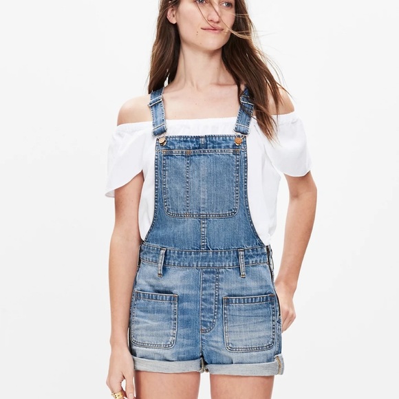 Madewell Adirondack Short Overalls in Isley Wash Size Small - Picture 1 of 11